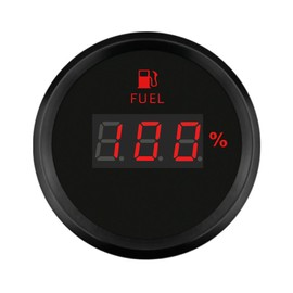ELING 52mm(2'') Digital Fuel Level Gauge 0-5V Signal with Red Backlight 9-32V Working Voltage for Boat Yacht Car Truck RV (Digital Black+Black)