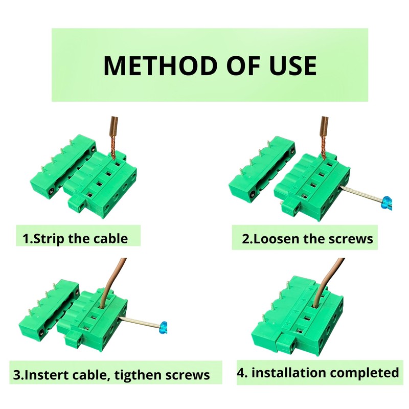 BASECONEX 10 Pairs 4 Pin 7.62mm PCB Terminal Screw Terminal