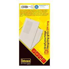 Idena 10544 Envelopes DIN Long Recycled Self-Adhesive with Window 75 g/m² Pack of 25