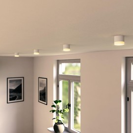 SSC-LUXon Vora Surface-Mounted Ceiling Light Matt White Pack of 4 – Spotlight Ceiling Light with Light Ring Anti-Glare – Modern GX53 Surface-Mounted Spotlight