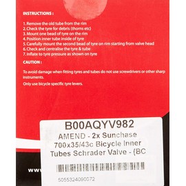 2x Sunchase 700x35/43c Bicycle Inner Tubes with Schrader Valve (Car Type Valve),Black