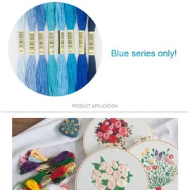 zalati Embroidery Thread 6 Pieces Polyester Cotton Threads for Embroidery Work DIY Art Craft - Blue Series