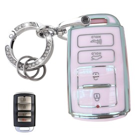 WENHENI Keyless Entry Systems Key for Kia Key Fob Cover Shell with Keychain Fit for KIA Cadenza K900 Smart Key (Silver-Pink)