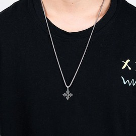 LEECCI Cross Necklace 925 Sterling Silver Black Onyx Cross Pendant Gothic Cross Jewelry for Men Women, 22 inch, Sterling Silver, No Gemstone