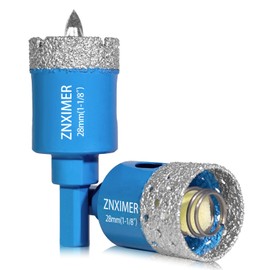 ZNXIMER Diamond Hole Saw Drill Bits - 2pcs 1-1/8" Diamond Drill bits Accurate Drilling for Tile, Ceramic, Marble, Granite, Stone, Glass Bottles 28mm