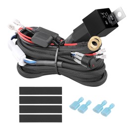 Wiring Harness 2 Leads, Roador Rocker Switch 12V 40A Relay Fuse Wiring Kit for LED Light Bars LED Pods Fog Lights Driving Lights Work Lights Wire Kit for Off Road Truck Pickup UTV ATV Boat