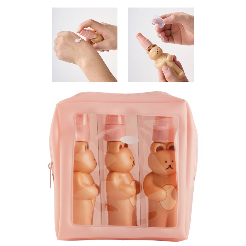 Travel Bottles Kit Cute Bear Look Delicate Easy Press Empty