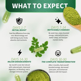 HiPlus Organic Moringa Capsules | 800mg | Rich in Natural Antioxidants | Supports Energy, Immune Health & Vitality | 60 Vegetarian Capsules