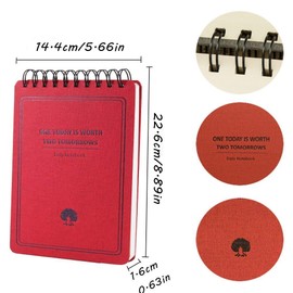Shulaner A5 Lined Spiral Notebook Hardcover Wirebound Notepad Hardback, 100 Sheets, Pack of 2 Red