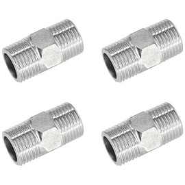 4 PCS 304 Stainless Steel Threaded Pipe Fittings, 1/2" BSP Male x 1/2" BSP Male Pipe Connectors