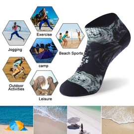 RANDY SUN Sock Shoes for Men and Women, Beach Barefoot Socks, Quick Drying Beach Socks with TPE Sole, Beach Shoes for Beach Volleyball, Surfing, Black grey short tube