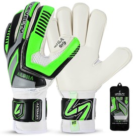 Levelty Adult Goalie Goalkeeper Gloves with Finger Protection Men Breathable Soccer Gloves Giga Palm Football Training and Match Gloves (Florosent - 9)