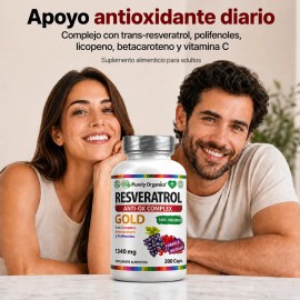 Resveratrol Gold 200 Cápsulas Suplemento Antioxidante Transresveratrol Complejo Antioxidantes Polifenoles Betacaroteno Licopeno Vitamina Anti Complex