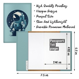 Quttie Passport Cover for Kids, Women and Men, Cute Travel Passport Holder (Blue Astronaut)
