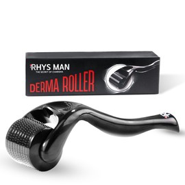 Rhys Man Derma Roller 0.25mm with Storage Case – Titanium Dermaroller for Beard, Face & Scalp Care, 540 Needles Skin Care Tool for Men & Women, Compact Grooming Kit
