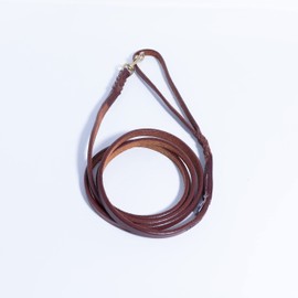 Leather Braided Leash, 6' x 1/2", Brown, Oiled Leather. Angel Professional Collection