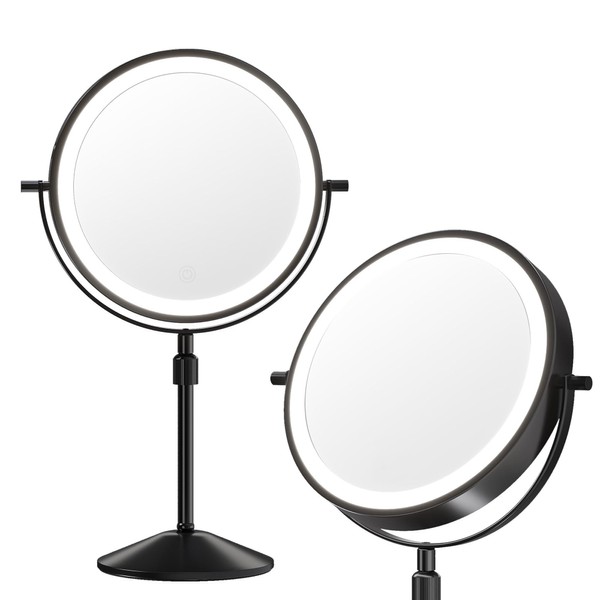Garvee Lighted Makeup Mirror, Rechargeable Height Adjustable Double Sided Vanity