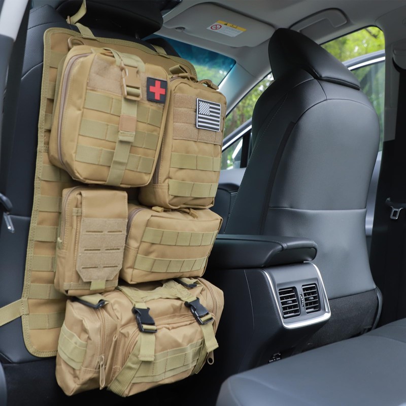 Jimikay Tactical Car Seat Back Organizer Hanger Bag with 5