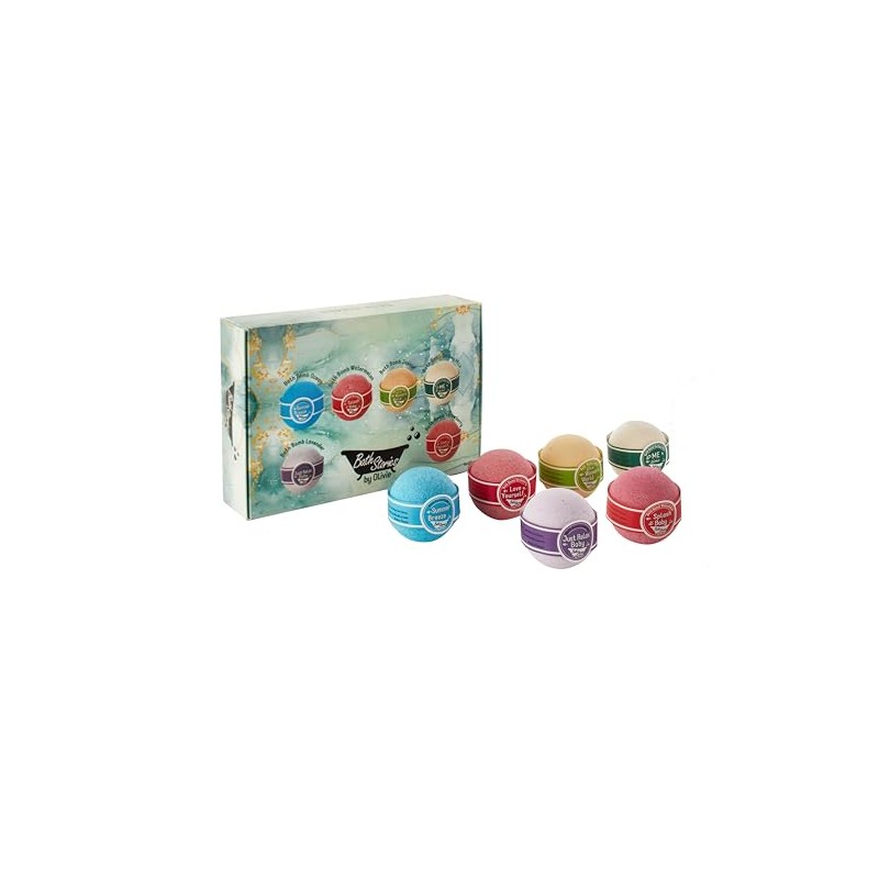 Gift Box with 6 Bath Bombs - Watermelon, Donkey Milk,