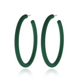 RUOFFETA Large Colorful Acrylic Hoop Earrings - Lightweight Fashion Hoops(Dark Green)