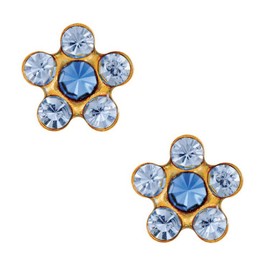 Studex Tiny Tips Light Sapphire and Sapphire Crystal 5mm Daisy Gold Plated Childrens Hypo-allergenic Stud Earrings