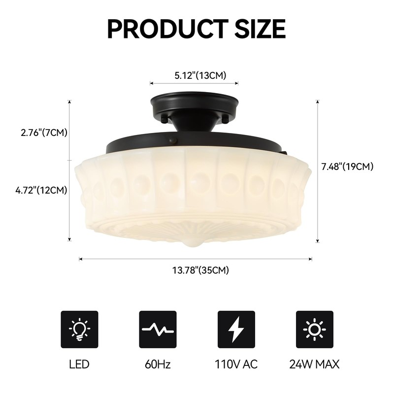 youngrender Schoolhouse Light Fixture Modern Black Flush Mount Ceiling Lighting