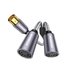 SOUNDFAM MIDI Splitter Cable， 5-PIN DIN Male to Dual Female 60CM / 2ft Professional Audio Signal Duplicator for Keyboards,Synthesizers & Interfaces,Studio-Quality Oxygen-Free Copper Core​
