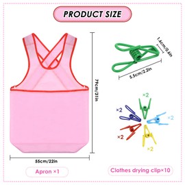 FSWWSF Laundry Apron for Drying Clothes, Laundry Apron with Large Pocket, Oxford Fabric, Portable Clothes, Drying Apron for Home Kitchen (Pink)