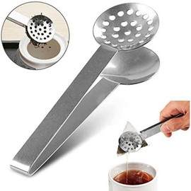 Mr. Gadget's Solutions Tea Bag Squeezer Tongs Stainless Steel Teabag Squeezer Tool, 6Inch Non-Slip Kitchen Tongs Strainer Holder Mini Serving Tong Tea Bag Strainer Teabag Holder for Ice Sugar Cubes