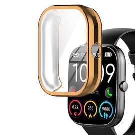 smaate Watch Cases compatible with uaue T60 1.91” Smart Watch, TPU Case with Screen Protector, Protecting Watch Body & Screen (Rose golden)