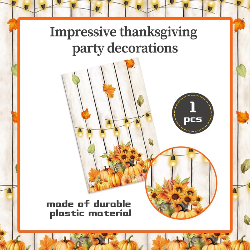 PUEVENYI 1PCS Fall Maple Pumpkin Tablecloth - 108 x 54