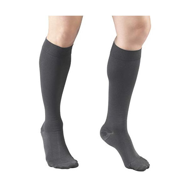 Truform 20-30 mmHg Compression Stockings for Men and Women, Knee High Length, Closed Toe, Gray, Medium (8865GR-M)