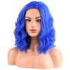 WTHCOS Dark Blue Wigs for Women Girls Short Curly Wavy