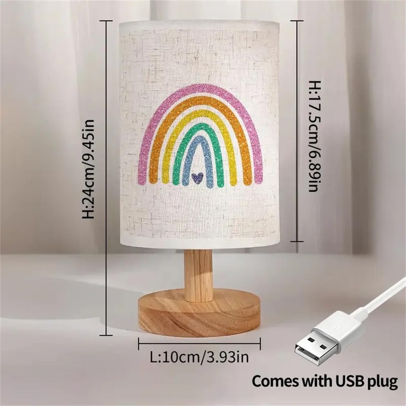 KADAFAGO Rainbow Print Atmosphere Bedside Lamp LED Table Light with
