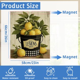 Washable Farmhouse Lemon Bucket Dishwasher Magnetic Cover for Kitchen Decor,Refrigerator Magnet Front Panel for Appliances,23 x 26 Inch