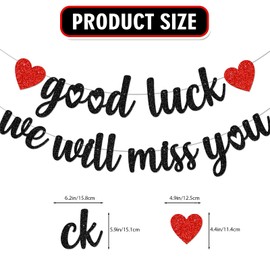 Black Good Luck We will Miss You banner We Will Miss You Deorations Going Away Party Decorations Goodbye Party Decorations Farewell Decorations Party Coworker Leaving Decorations