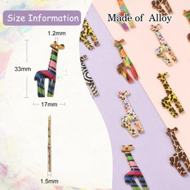 DanLingJewelry 35Pcs 7 Styles Enamel Giraffe Charms African Animal Charms Flower Printed Giraffe Charms for Jewelry Making Supplies