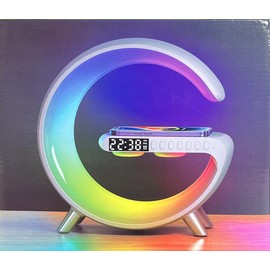 Wireless Charger Atmosphere Lamp, Bluetooth Speaker Wireless Charger with Desk Lamp Bedside Night Light Portable Small Mini Speaker, App Control, Ideal Choice for Friends (White)