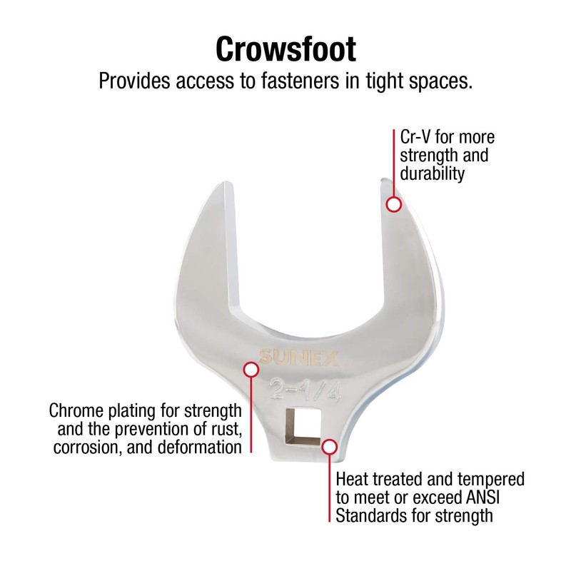 SUNEX TOOLS 9722A 6 Piece 1/2" Dr. Jumbo Crowfoot Set