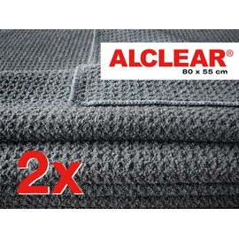 ALCLEAR 820901M Microfibre Cloth Drying Miracle 80 x 55 cm Anthracite Grey Pack of 2