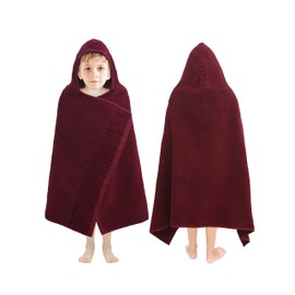 ORIGINAL KIDS Hooded Bath Towel Wrap - 100% Cotton Jacquard Velour Large Oversized Hooded Kids Towel-Toddler Shower Pool Beach Towel - Super Soft Absorbent Quick Dry Easy Care Gift - 30x50 - Burgundy