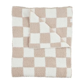 Mud Pie Children's Taupe Check Chenille Blanket