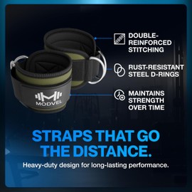 MODVEL Ankle Straps for Cable Machines - Adjustable, Comfortable Gym Accessories for Strength Training, Weightlifting, and Injury Recovery - Durable Padded Support for Men & Women PAIR-GREEN/BLACK