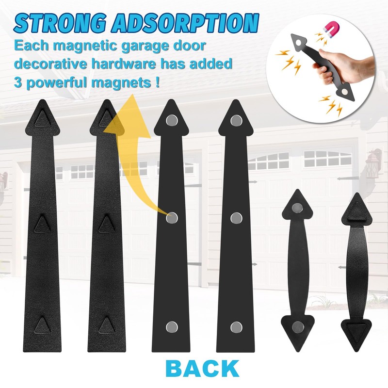 Magnetic Garage Door Hardware,Garage Door Magnetic Decorative Hardware 8 Hinges