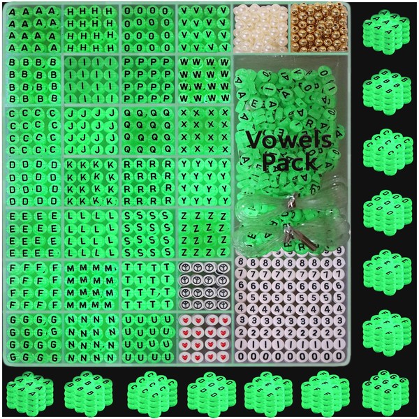 DoDoBeads Letter Beads Kit - Glow in the Dark Beads,