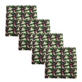 Motique Accessories Extra Large Camo Paisley Bandana 27x27 - Set of 4 (Dark Brown Green)