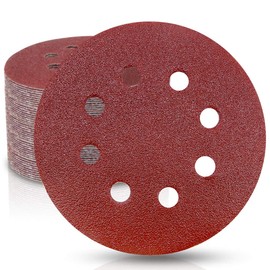 50 Pieces WooZuu 8 Holes Sanding Discs Pads 80 Grit 5 Inch Hook and Loop Sandpaper Assortment for Random Orbital Sander