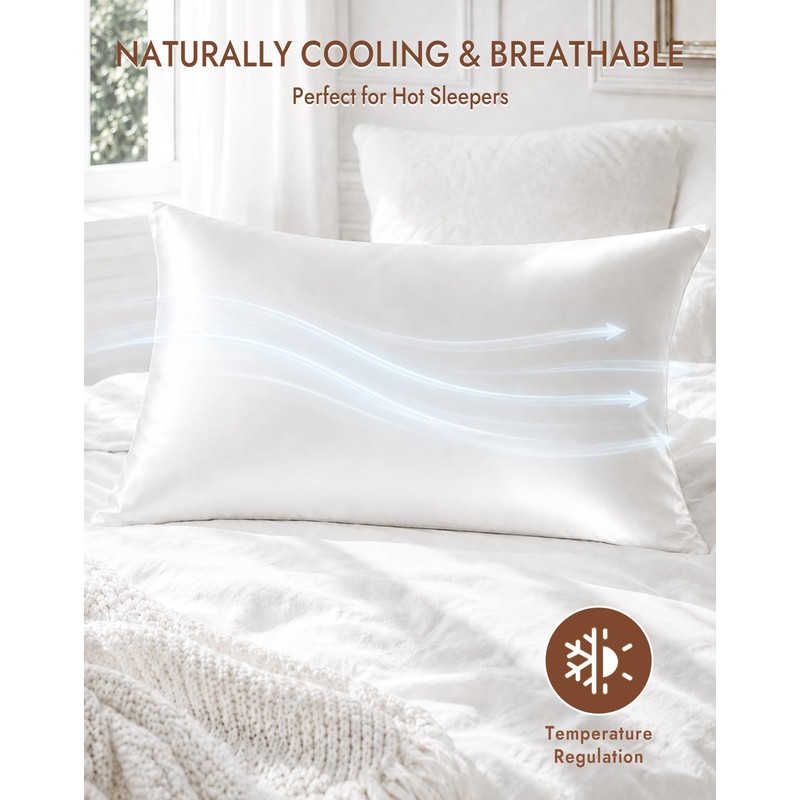 SilkSilky 100% Pure Organic Mulberry Silk Pillowcase for Hair &