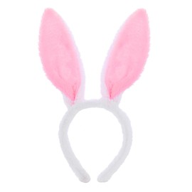 WY LIGHTING LEVEL Easter Bunny Ears Headband Soft Hair Hoop Cute Plush Hairband Furry Rabbit Ear Costumes Accessory (Pink)