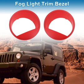 A ABSOPRO Headlight Trim Bezel Headlamp Bezel Headlight Cover Decor for Jeep Wrangler JK 2007-2017 Red ABS 2 Pcs Front Left, Front Right Car